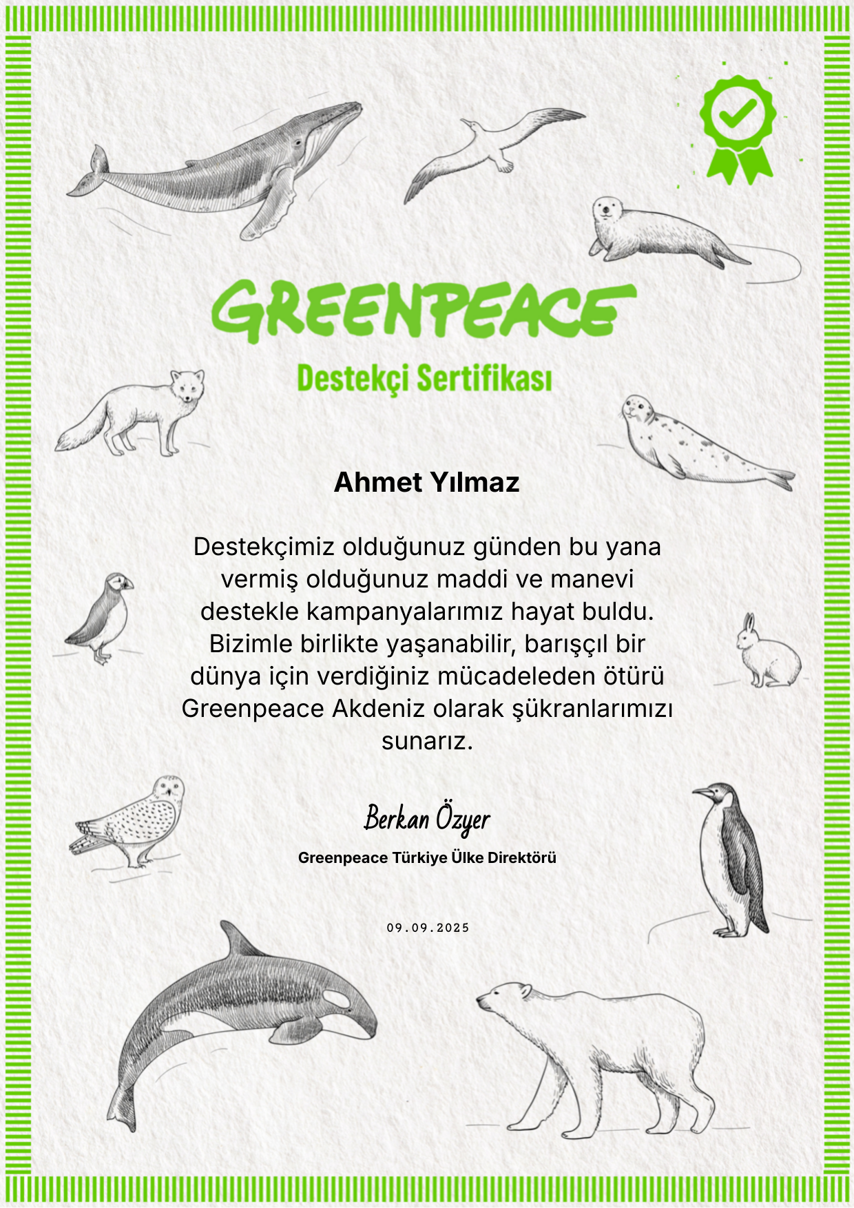 Bağışçı Sertifikası